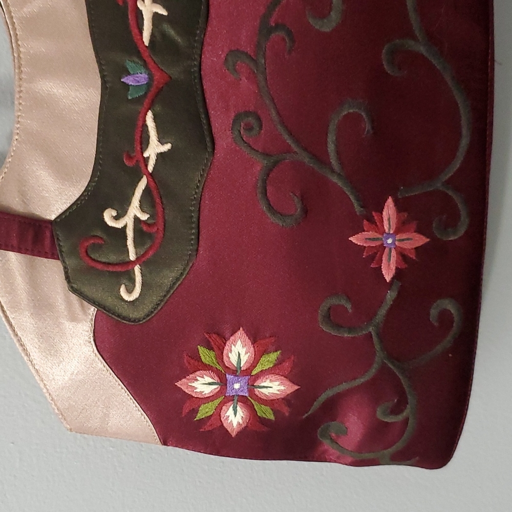Vintage Dolce Vita 90's Women's Satin Embroided Purse Handbag - Picture 5 of 8